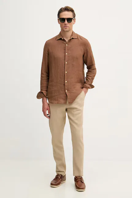 Брюки из льна с хлопком chinos Tommy Hilfiger, бежевый — фото 2