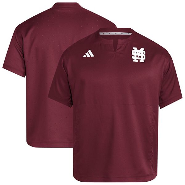 Мужской бордовый пуловер Mississippi State Bulldogs adizero с V-образным вырезом Adidas — фото 2