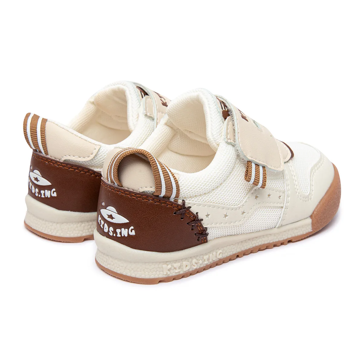 Детские скейтерские кроссовки для дошкольников KIDSING, Brown small white (mesh fabric) — фото 4