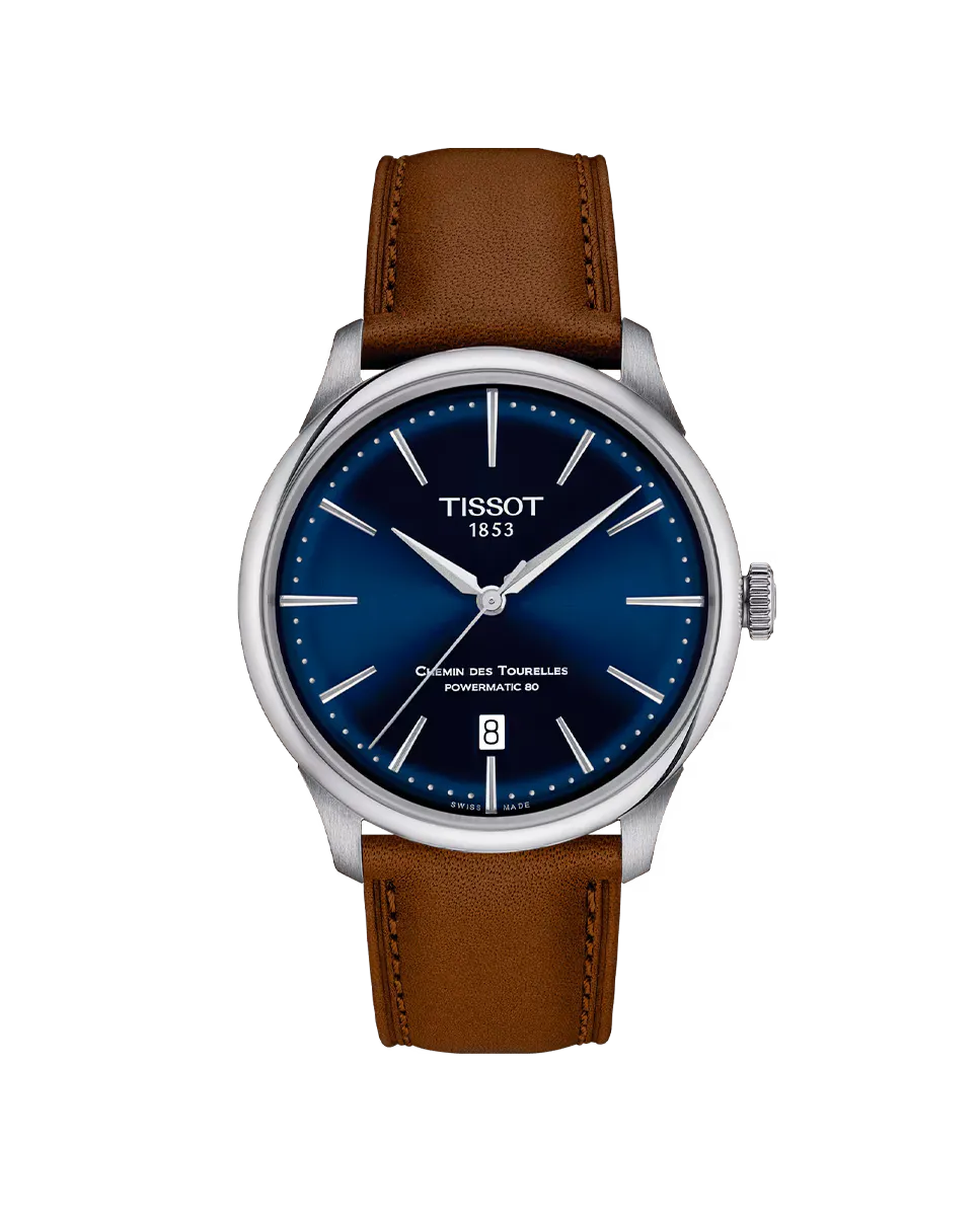 

Женские часы из коллекции Chemin des Tourelles из синей кожи Tissot, коричневый