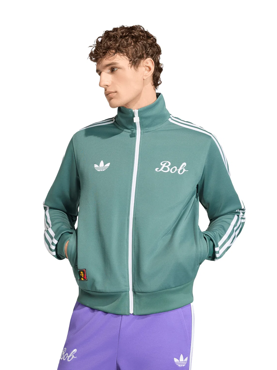 Толстовка на молнии Adidas Originals, зеленого цвета — фото 2