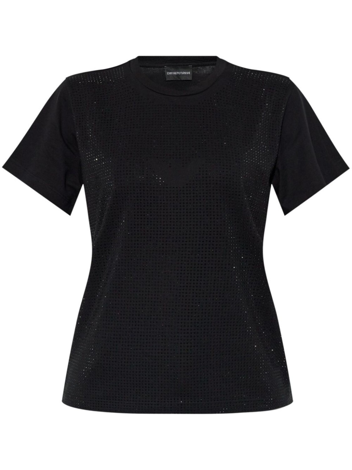 

Emporio Armani футболка из хлопка, украшенная стразами, черный