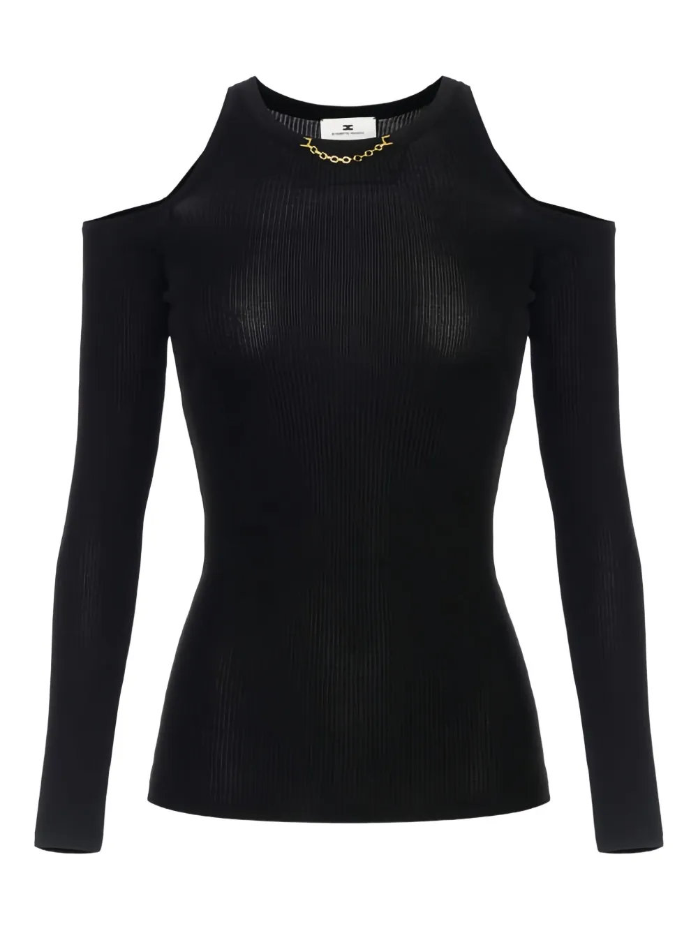 

Футболка с открытыми плечами и цепочным декором Elisabetta Franchi, черный