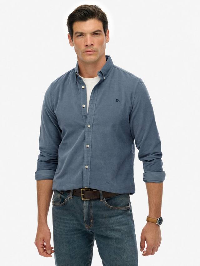 

Классическая рубашка из вельветового хлопка Regular Fit Superdry, Stormy Weather Blue