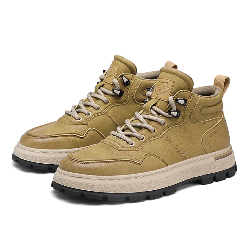 

YEARCON Мужские высокие скейтерские кроссовки черно-коричневые с желтым, цвет Brown Yellow