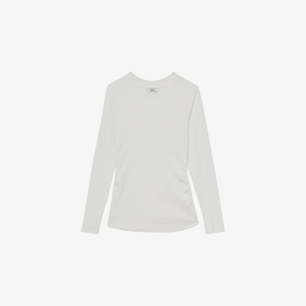 

Tessa ruched stretch-cotton top Reiss, белый