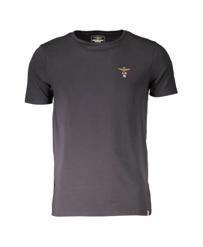 

Черная хлопковая футболка с логотипом Aeronautica Militare, черный