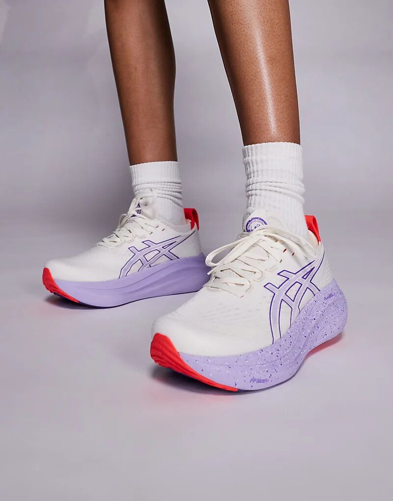 Кроссовки для бега Asics Gel-Nimbus 27 Tokyo в бежево-фиолетовом цвете