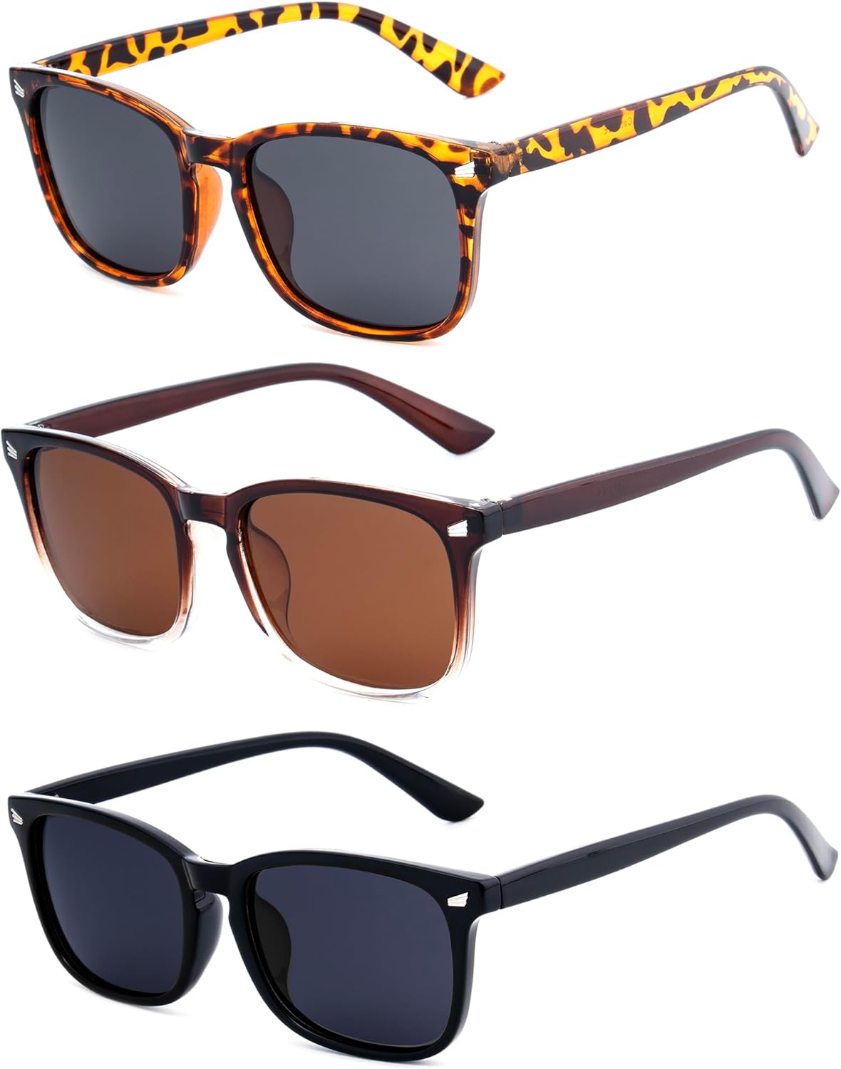 

Женские поляризованные солнцезащитные очки в стиле ретро, ​​прямоугольной формы, модные солнцезащитные очки с защитой UV400 для вождения, гольфа, рыбалки LEKAIGO, A8-3pcs-grey Lens + Gradientbrown Lens + Black Lens