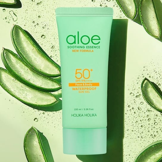 Водостойкий солнцезащитный гель SPF50+ Солнцезащитный гель для лица и тела, 100 мл Holika Holika Aloe Soothing Essence Face & Body — фото 3