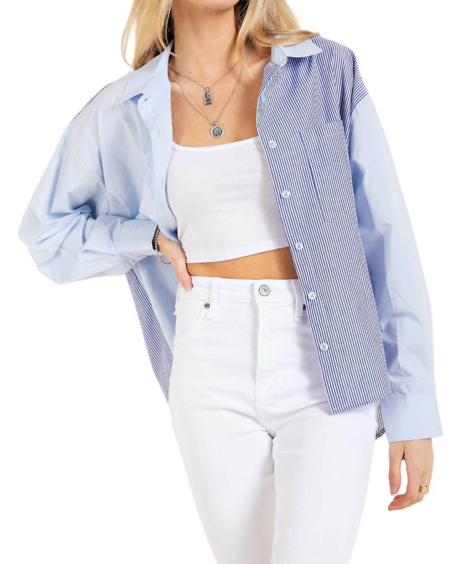 

Синяя полосатая рубашка с длинным рукавом Mix And Match KORI