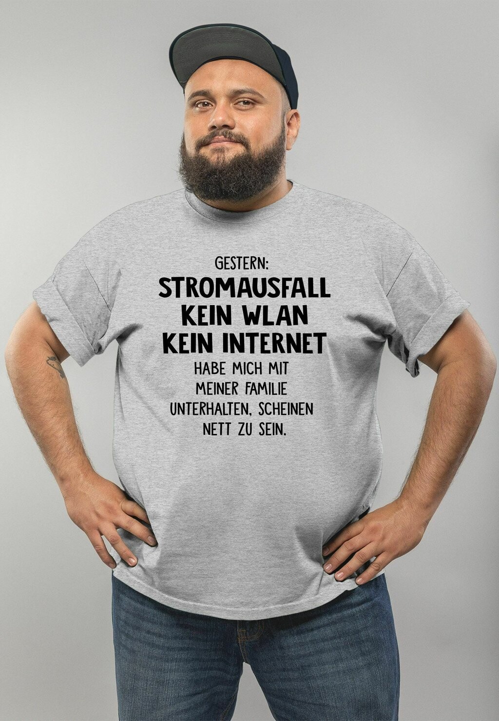 

Футболка с принтом STROMAUSFALL KEIN WLAN KEIN INTERNET SPR Moonworks, цвет grau-meliert