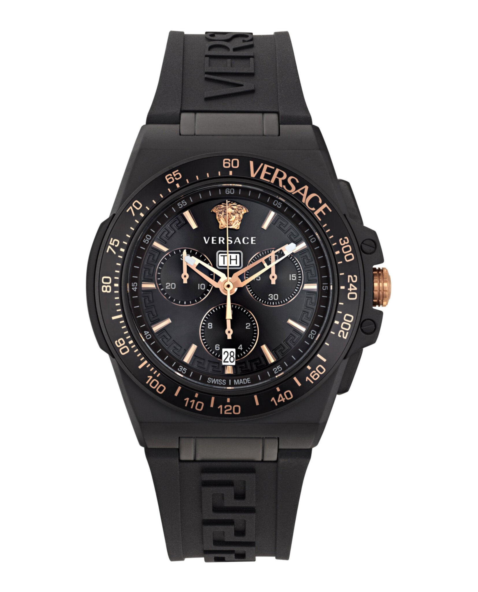 

Силиконовые часы Greca Extreme Chrono Versace, черный/черный/черный