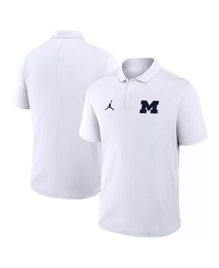 

Мужская белая перфоманс-поло Michigan Wolverines Primetime Victory с основным логотипом Jordan