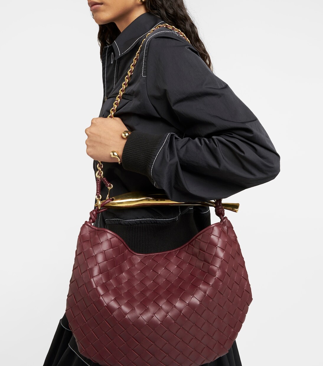 Маленькая кожаная сумка-тоут sardine Bottega Veneta, красный — фото 2
