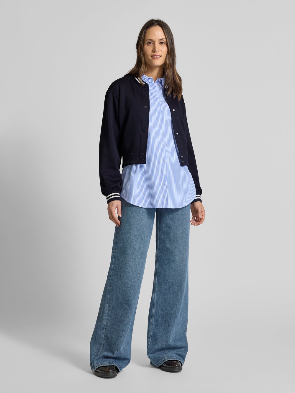 

Куртка колледжа с прорезными карманами Oui, темно-синий