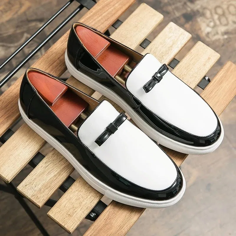 Лоферы мужские кожаные с кисточками, Slip-On, White EXAMEEEU — фото 2