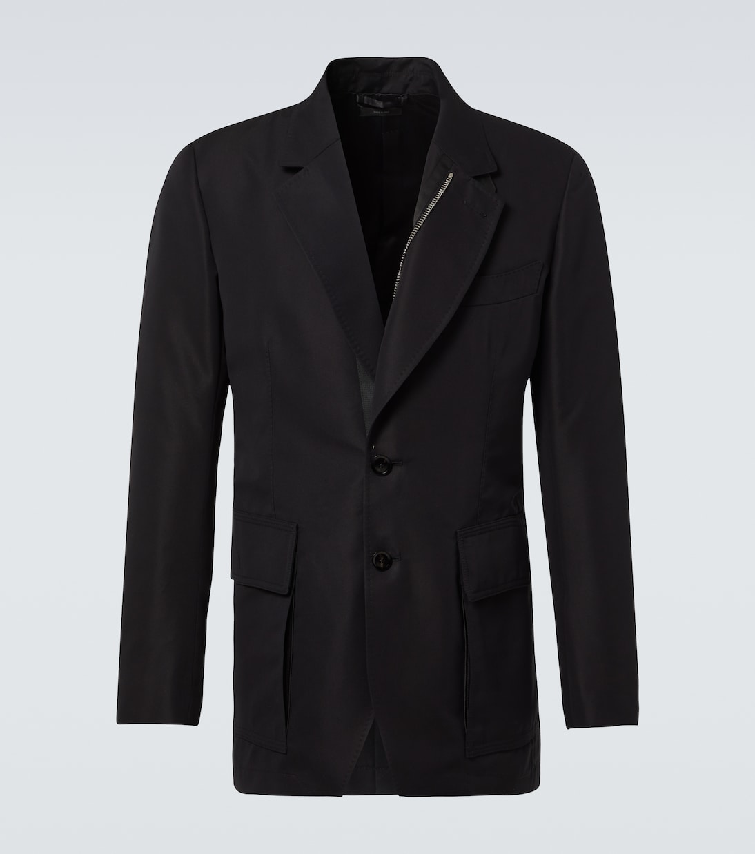 

Куртка из хлопчатобумажной ткани с кожаной отделкой Tom Ford, черный