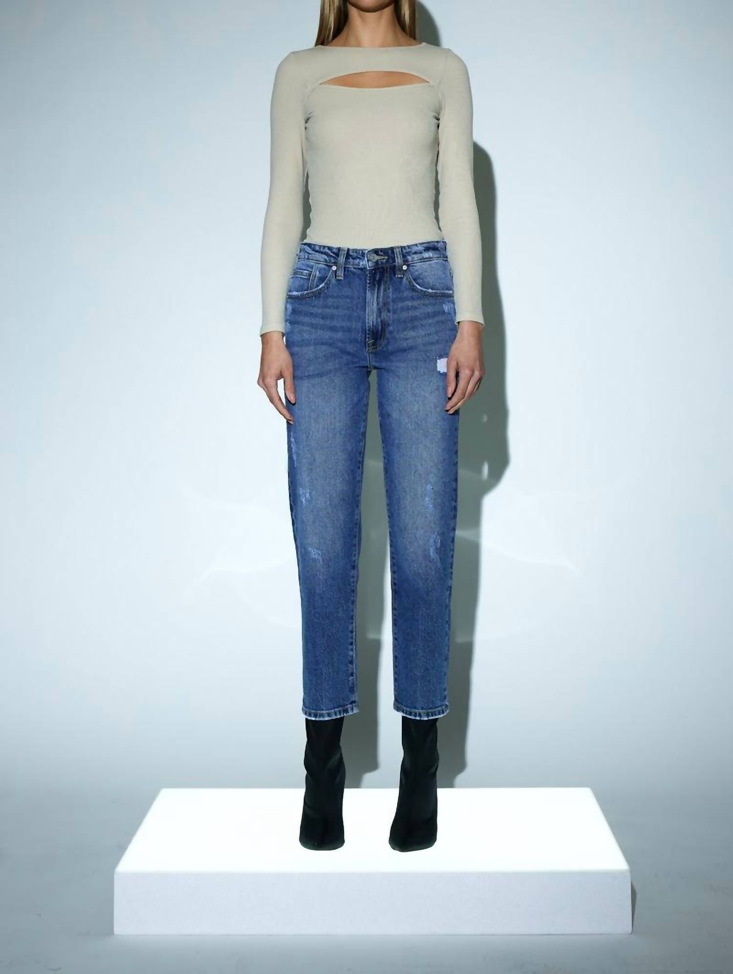 

Джинсы Maleah Premier High Rise Slim Straight в винтажном синем цвете KanCan