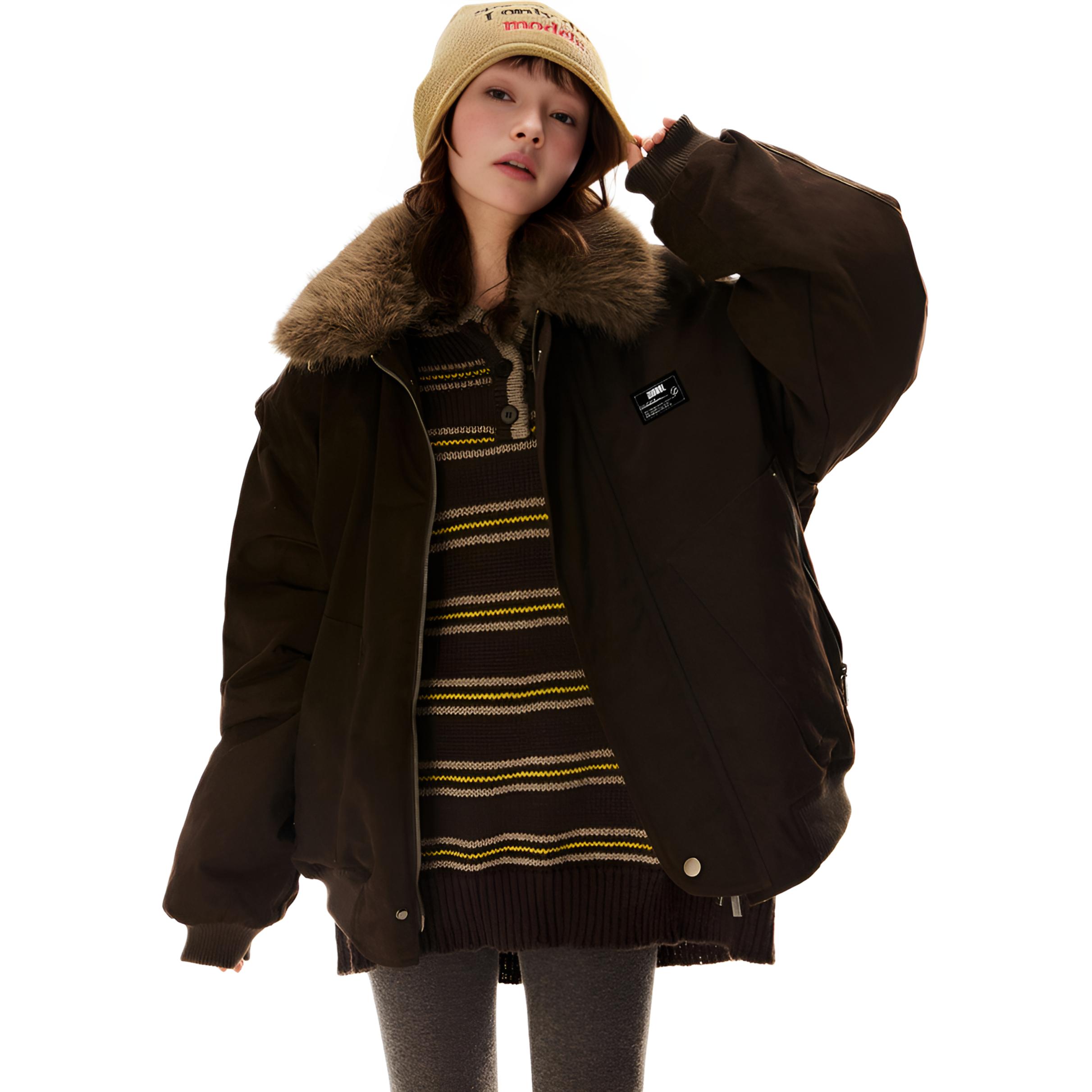 

ZIAREL Пуховик Unisex Brown Lapel Thickened