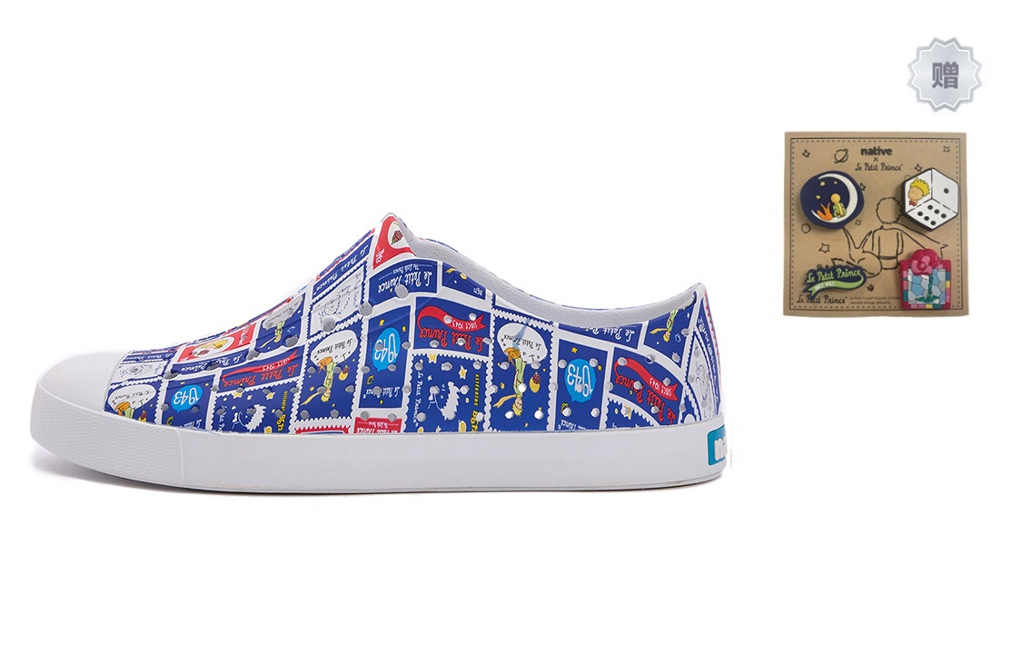 Маленький принц x Jefferson Star Dream Journey Collection Клог Унисекс Синий Белый Native Shoes, Принт Маленького принца | Белый