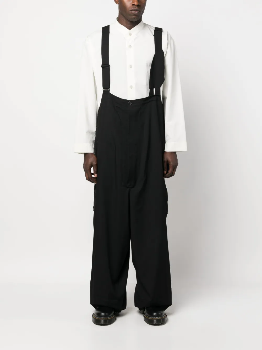 Шерстяные брюки с низким шаговым швом Yohji Yamamoto, черный — фото 2
