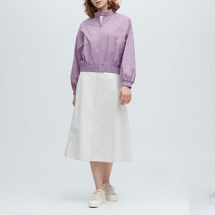 Хлопковая короткая куртка UNIQLO, 71 фиолетовый — фото 4