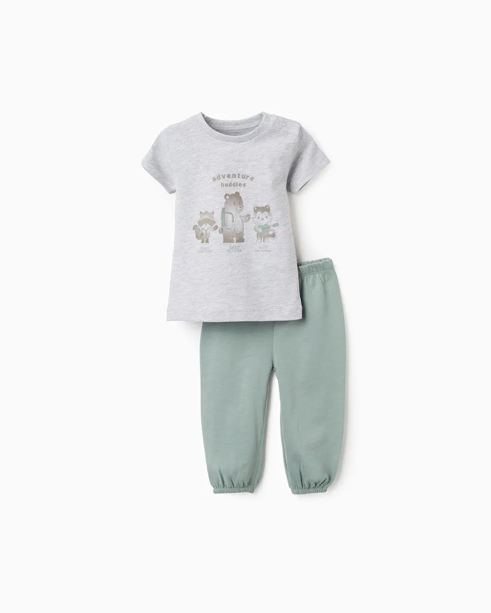 

Светло-серый детский короткий комбинезон Zippy