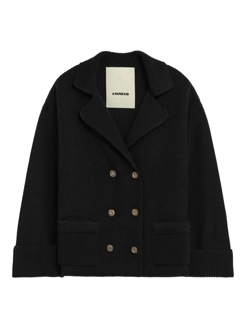 

Двубортный кардиган с карманами A Paper Kid, черный