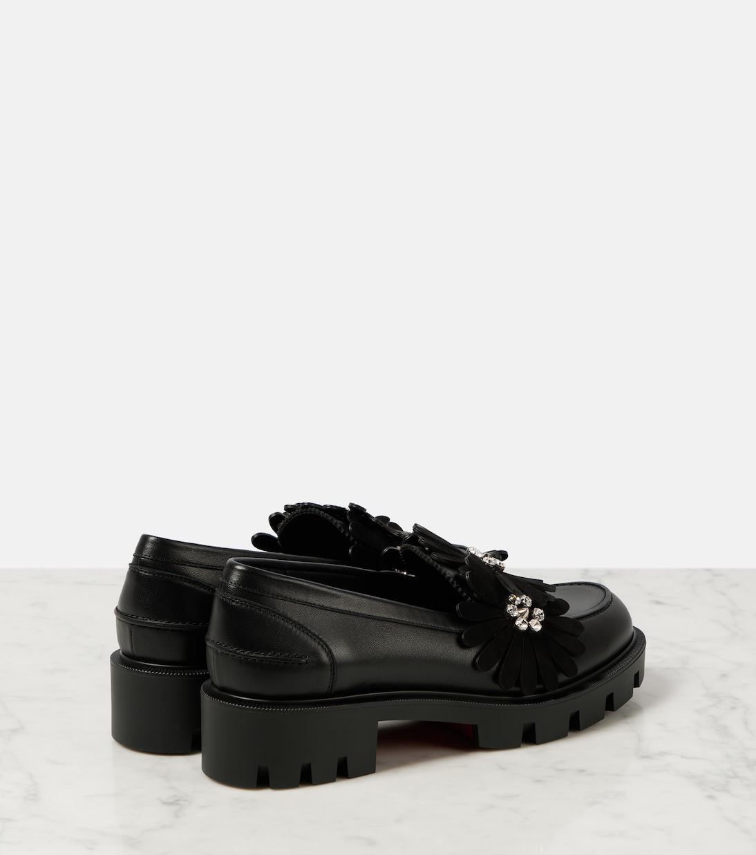 Лоферы Flora Moc из кожи с декоративными элементами Christian Louboutin, Black/ Lin Black — фото 3