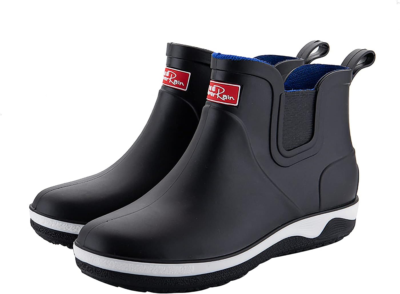 

Мужские водонепроницаемые ботинки до щиколотки Chelsea, слипон для сада и работы, обувь для дождя Quenloop, черный