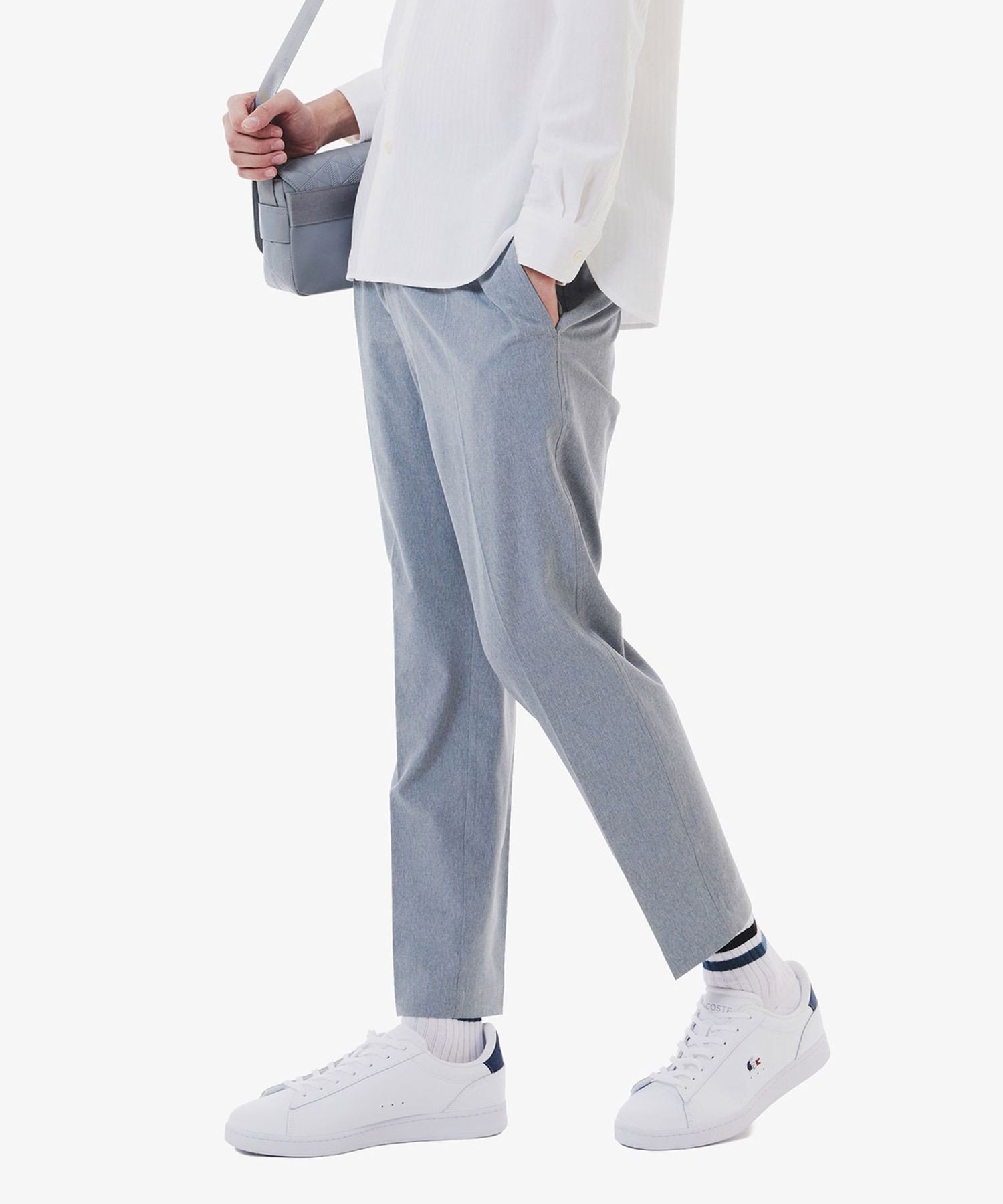 Эластичные брюки с одной складкой LACOSTE, Gray