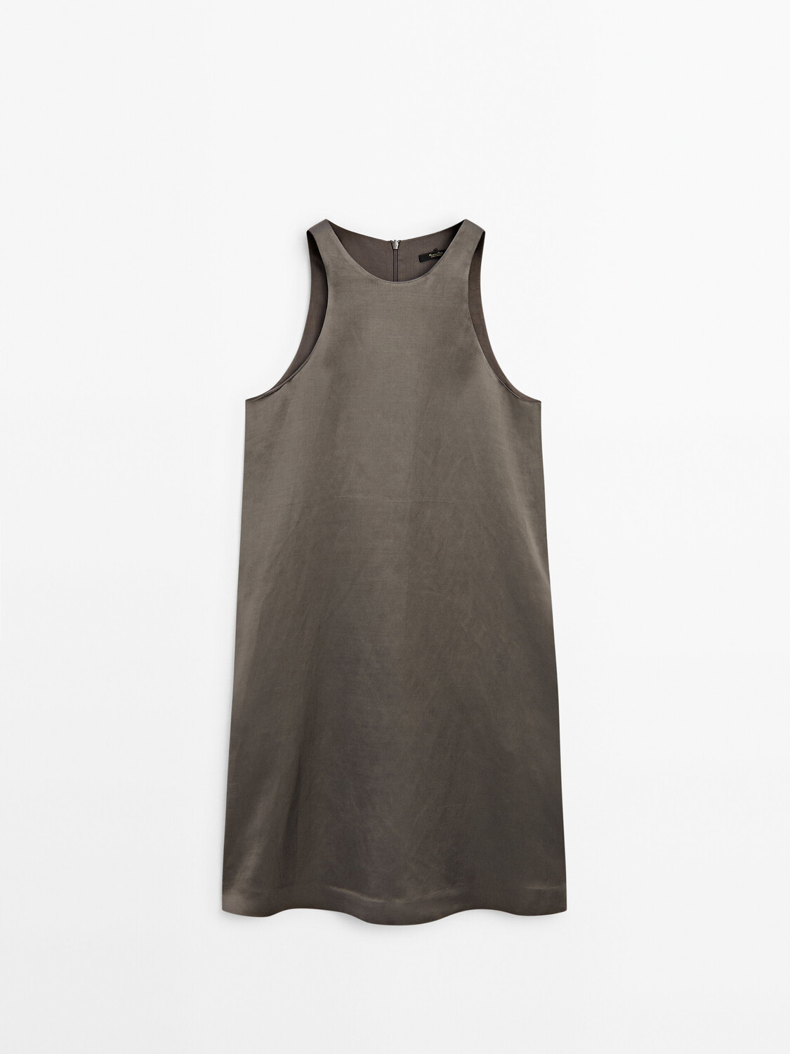 

Короткое струящееся атласное платье Massimo Dutti, серый