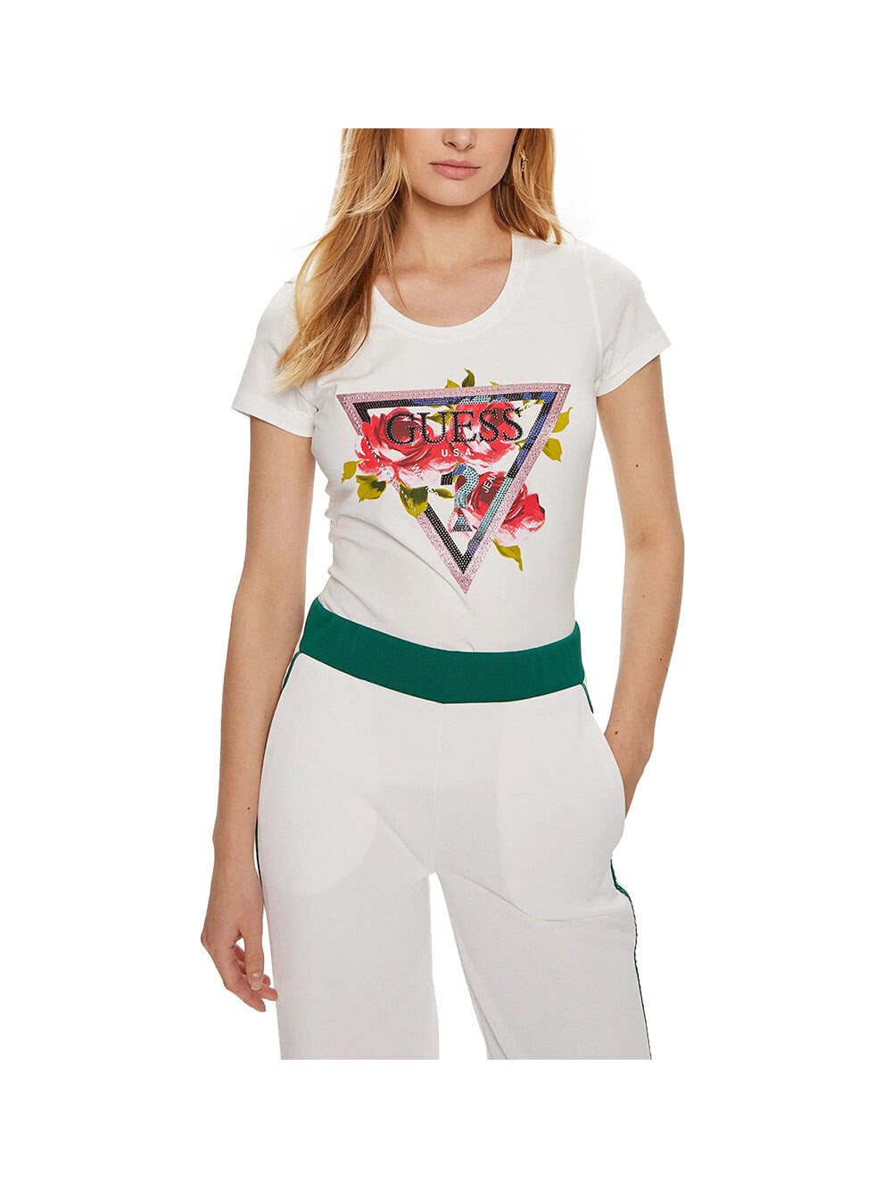 

Белая женская футболка Guess