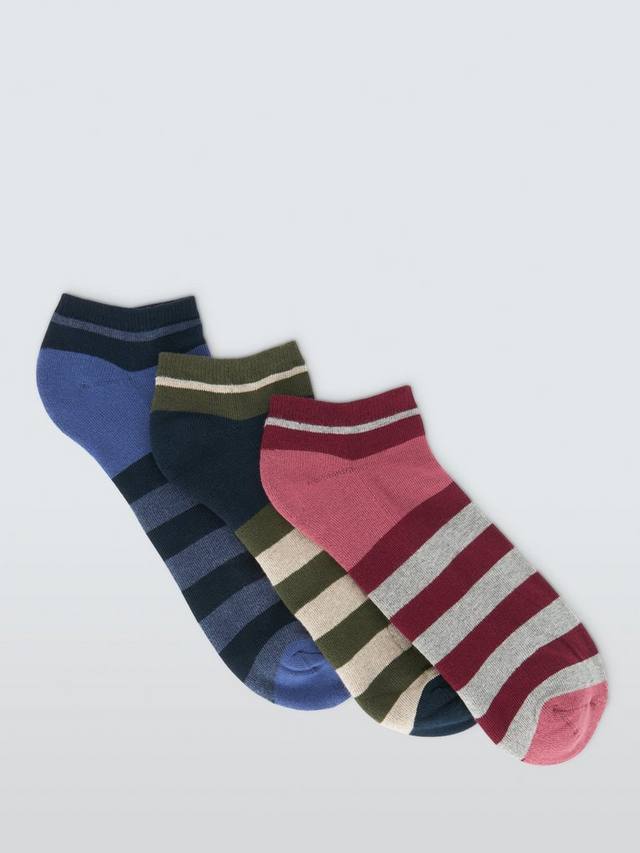 

Органические носки-следки в полоску из смесового хлопка John Lewis, Pack of 3, Multi