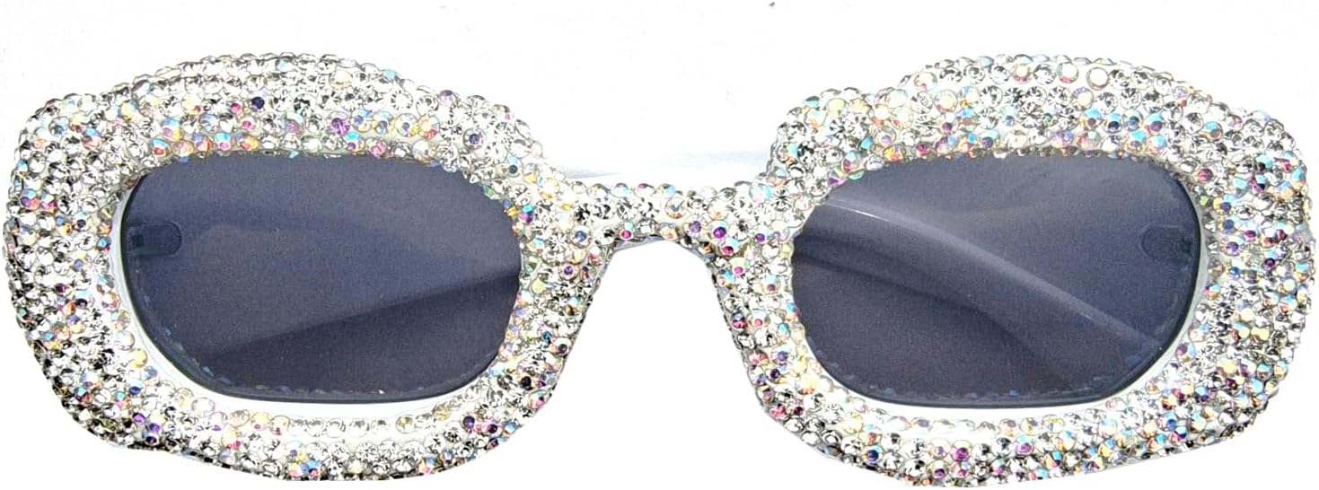 

Willochra Милые солнцезащитные очки с бриллиантами для женщин, квадратные солнцезащитные очки со стразами, винтажные женские блестящие солнцезащитные очки для вечеринок, White