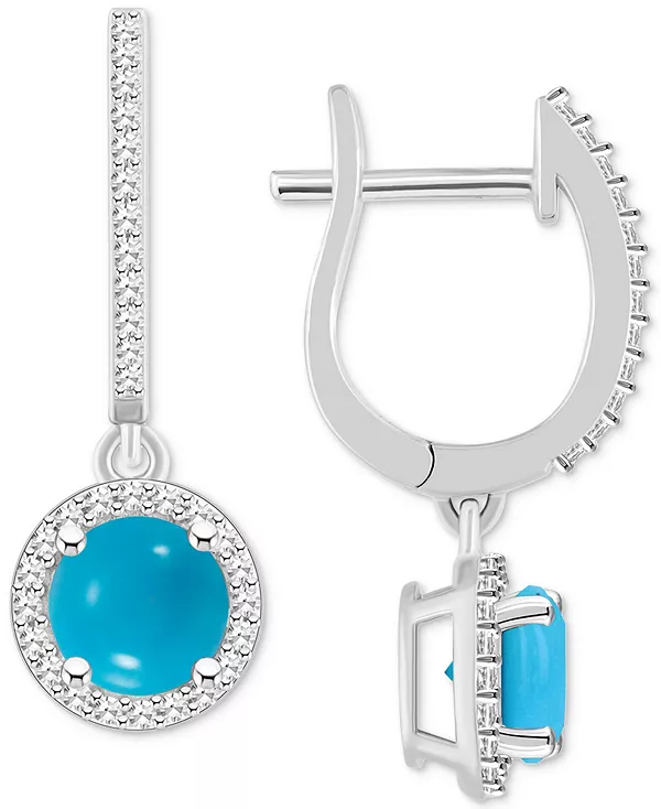 

Серьги-Гвоздики с застежкой-галочкой из искусственного пресноводного жемчуга и бриллиантов (1/3 карата) из стерлингового серебра (также из оникса, бирюзы и лабрадорита) Macy'S, turquoise