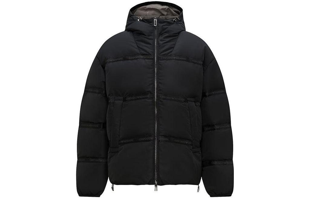 

Пуховая куртка с логотипом на ленте EMPORIO ARMANI, черный