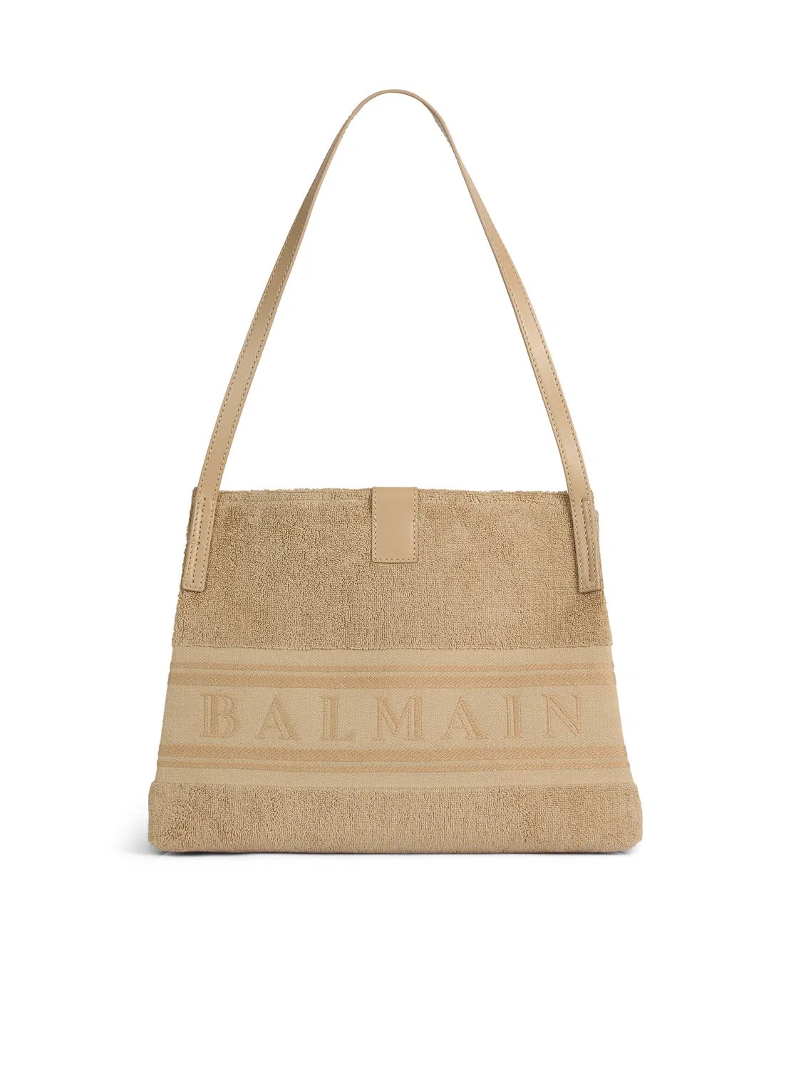 Маленькая сумка-тоут Release из хлопковой букле BALMAIN, бежевый