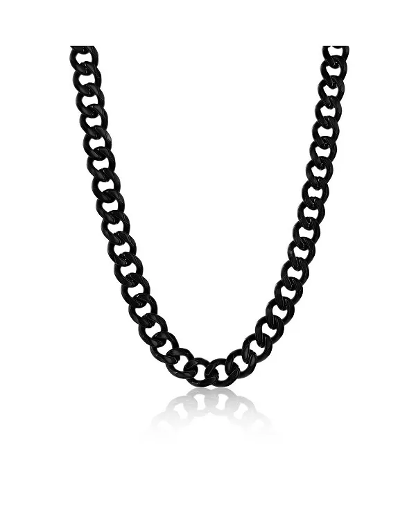 

Ожерелье из кубинской цепочки из нержавеющей стали шириной 7 мм Metallo, black