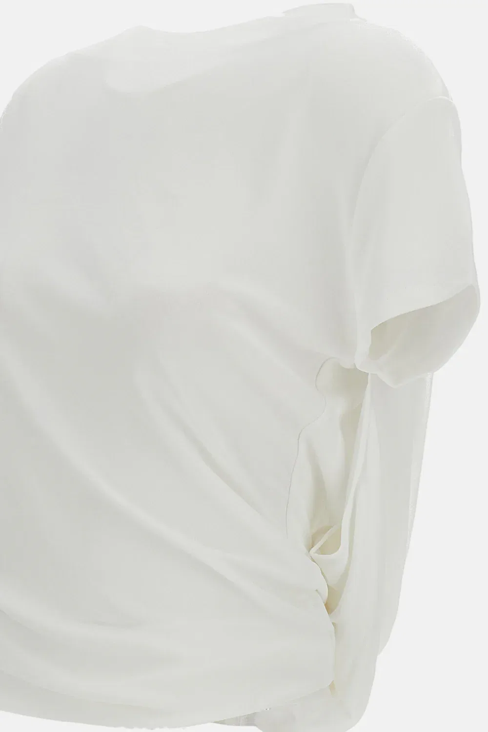 Свободный вискозный драпированный топ с открытой спиной Jacquemus, белый — фото 3