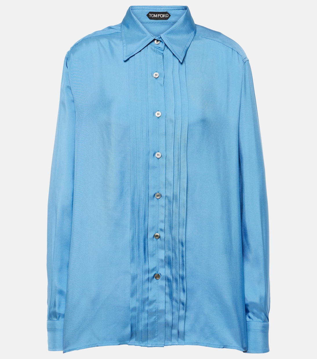 

Рубашка из плиссированной саржи Tom Ford, Stone Blue