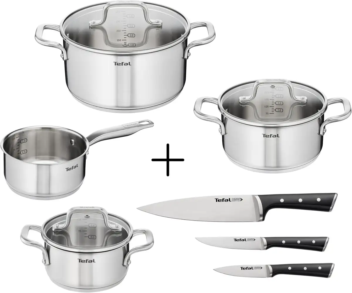 

Набор кастрюль Tefal "Virtuoso 7 + Ice Force", 10 предметов + Высота 20,5 см., цвет edelstahlfarben/schwarz