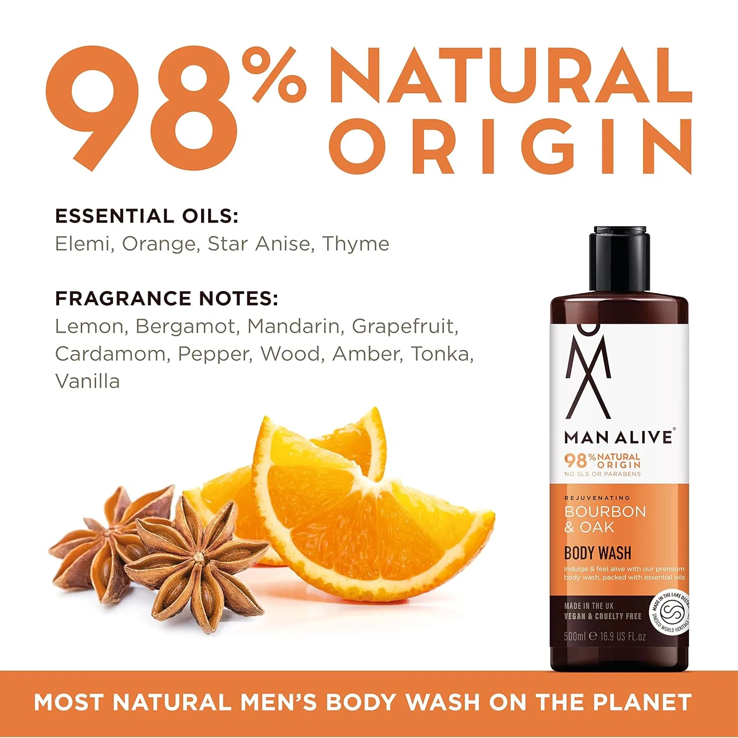 Мужской гель для душа и умывания MAN ALIVE «Bourbon & Oak» Man Alive — фото 2