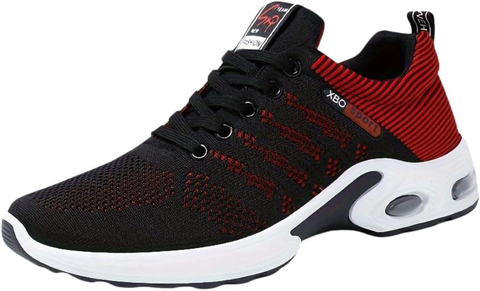 

Дышащие мужские кроссовки с комфортной посадкой, противоскользящие, средней высоты на шнуровке, для любителей активного отдыха, мужские кроссовки для бега и прогулок Hhhchpm, красный