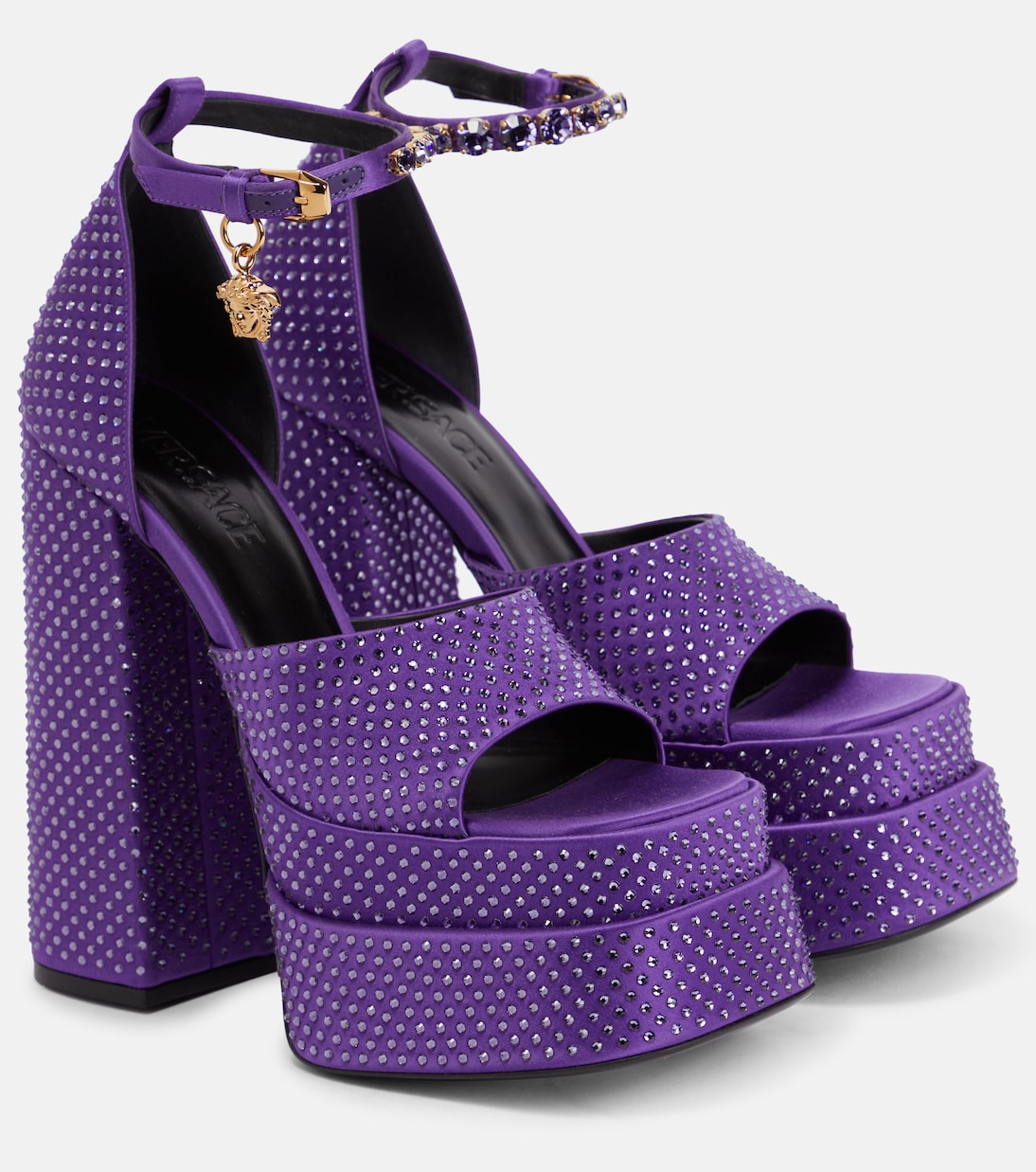 Босоножки Medusa Aevitas с декором на платформе Versace, Dark Orchid-Vesrace Gold