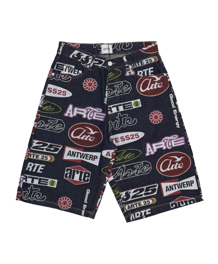 

Джинсы свободного кроя из темного денима с принтом Arte Antwerp, мультиколор