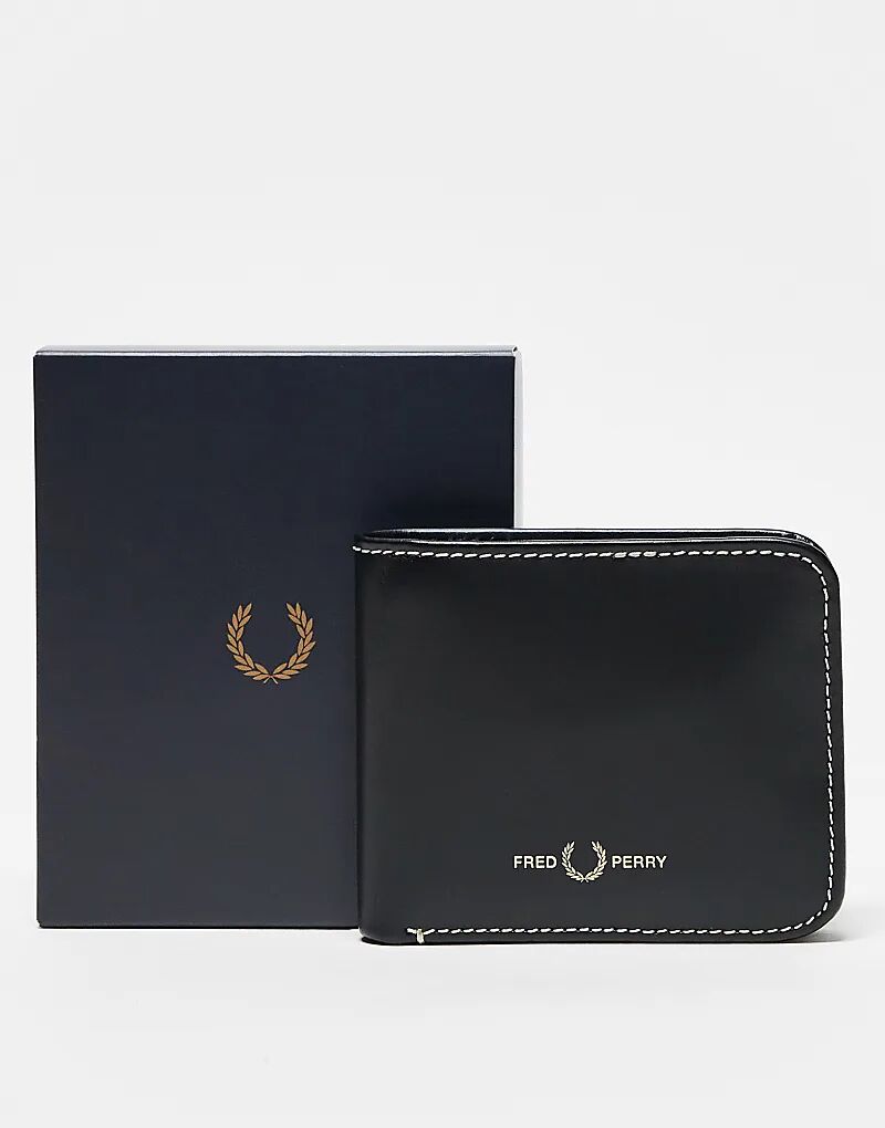 

Кожаный кошелек двойного сложения черного цвета Fred Perry