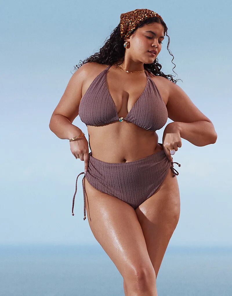 

Треугольный бикини-топ Curve Tayla от ASOS DESIGN коричневого цвета Asos Curve