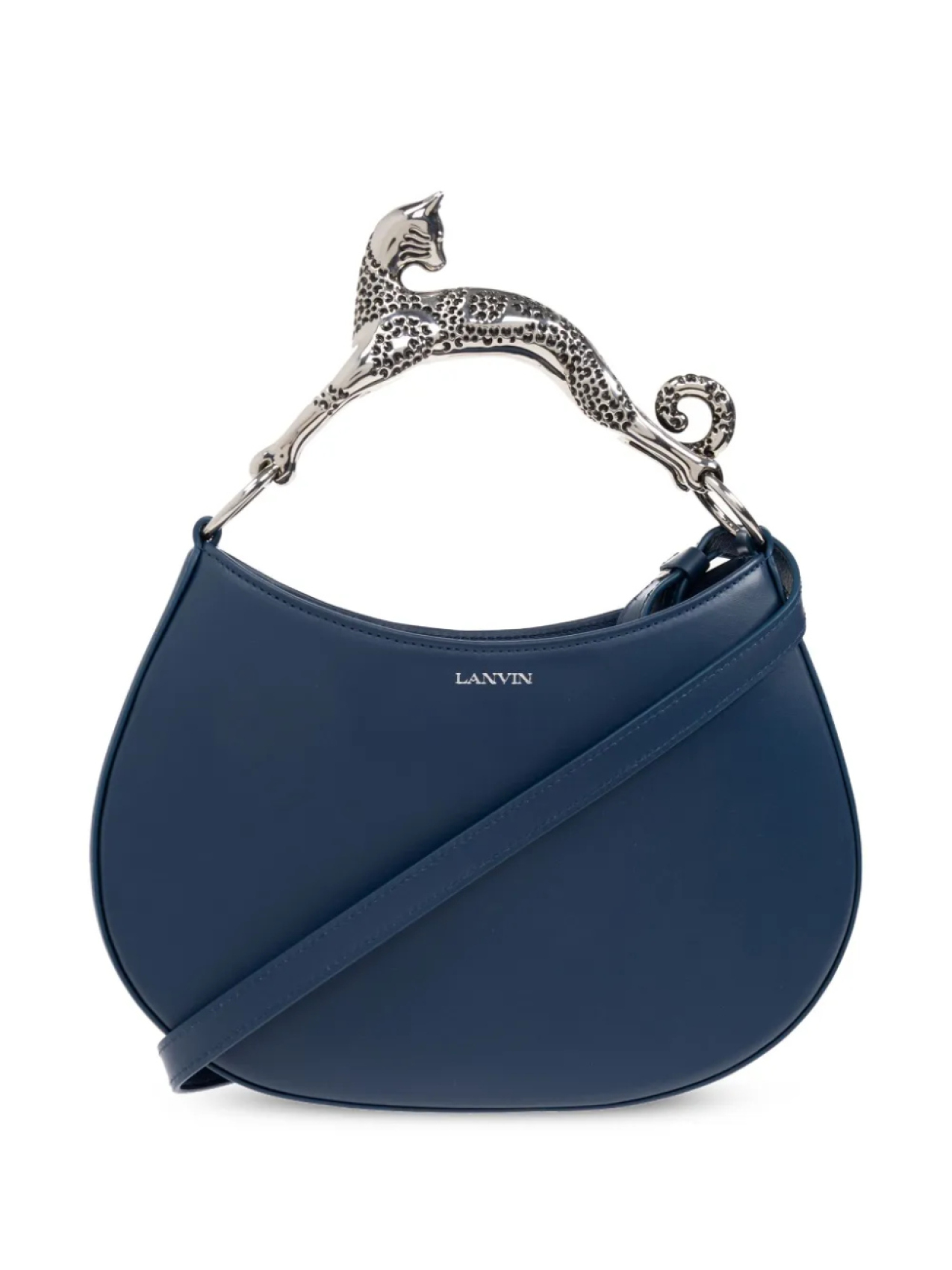

Сумка-тоут из кожи с ручкой-кошкой Lanvin, синий